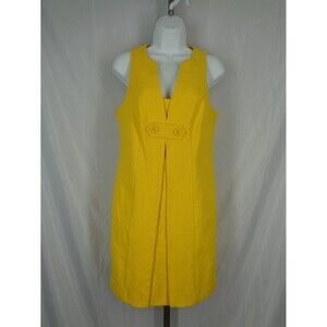 Trina Turk Torch Shift Dress Size 4 Yellow Pleat Sleeveless New